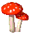 rotating red and white toadstools
